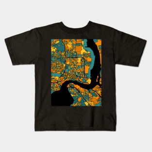 Jacksonville Map Pattern in Orange & Teal Kids T-Shirt